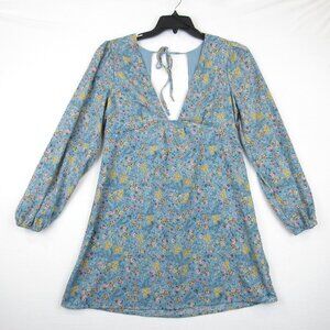 Forever 21 Floral Print Mini Dress Juniors Size L Long Sleeve